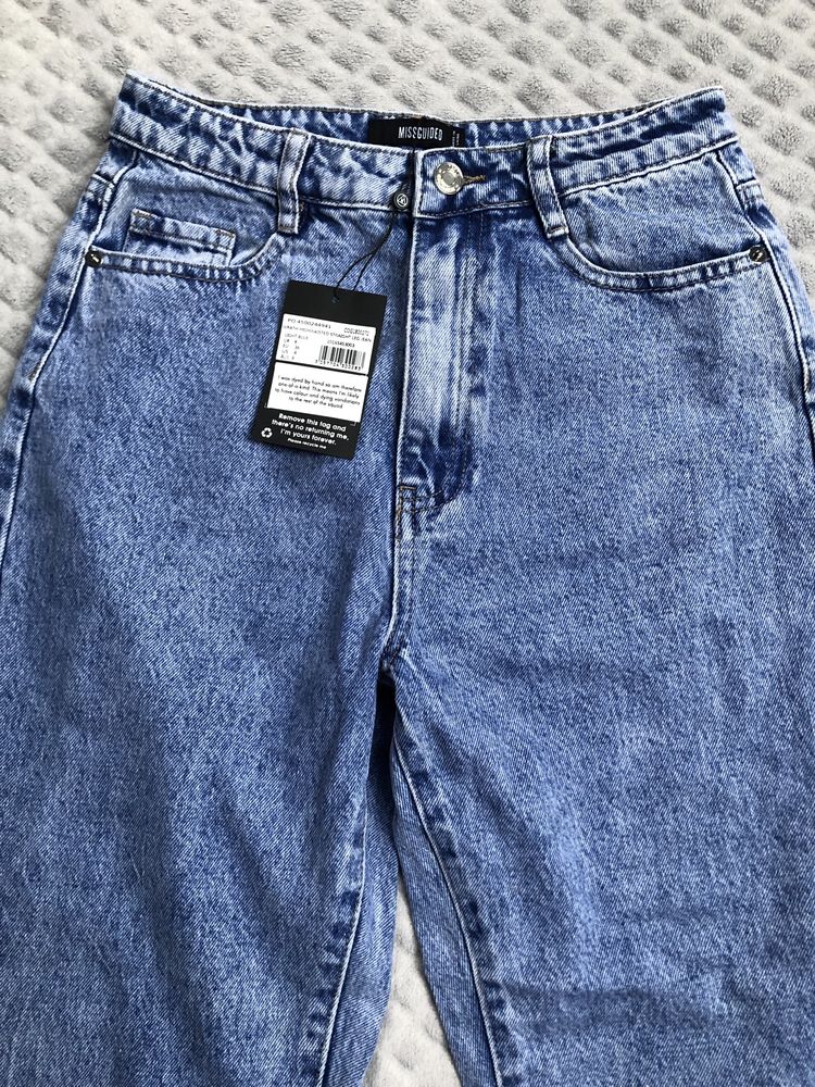 Nowe niebieskie jeansy z prostymi nogawkami Missguided 36