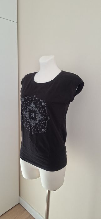 Bluzka koszulka t-shirt kolor czarny krótki rękaw Reserved rozm. XS
