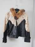 Kurtka  vintage, oversize skórzana z futrem naturalnym