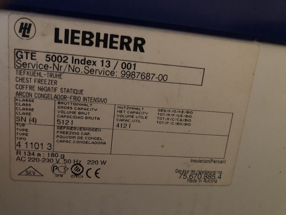 Морозильная камера LIEBHERR