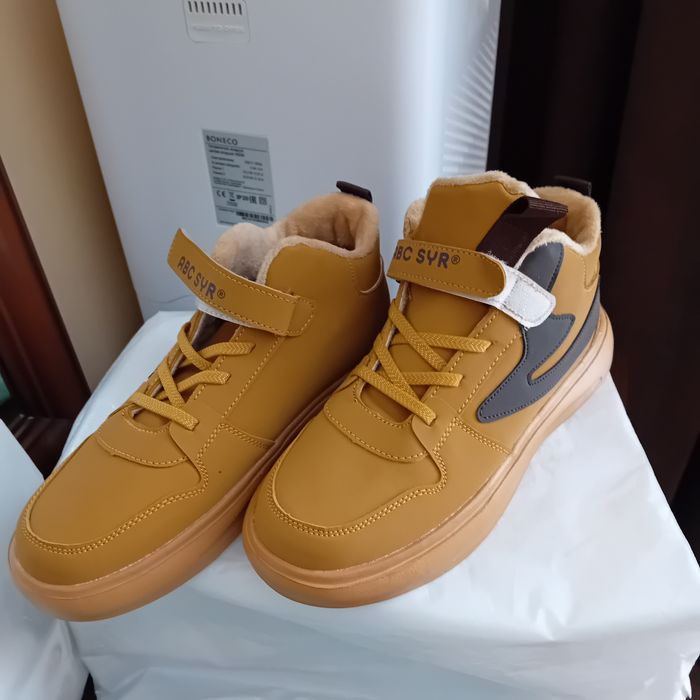 Кроссовки, однотонные туфли средней высоты с флисовой п