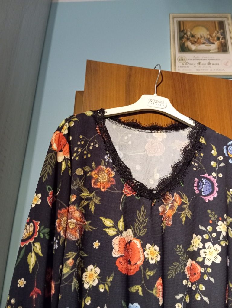 Wielokolorowa sukienka w kwiaty woman kobieta tanio cheap flowers dres