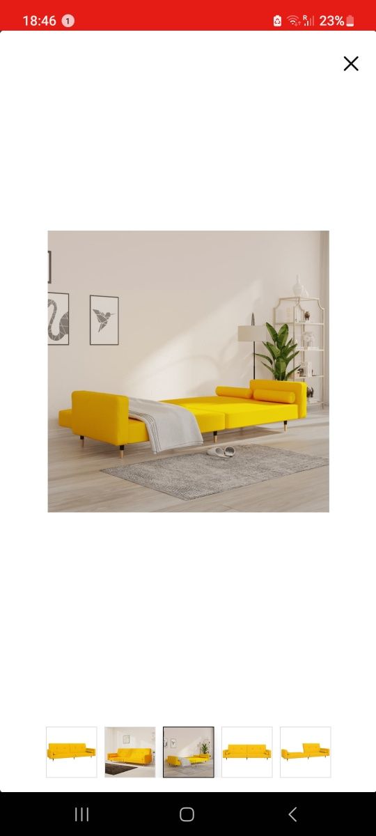 Sofá-cama de 2 lugares com apoio de pés veludo amare