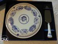 Conjunto Prato e faca para Bolo