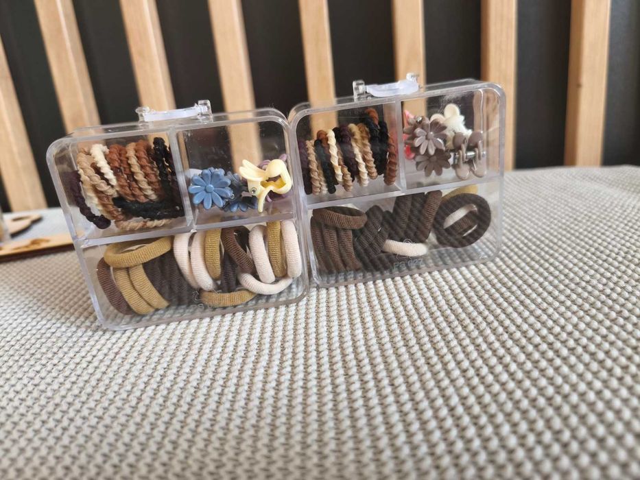 Brązowe beżowe gumki żabki do włosów akcesoria nowa opakowanie