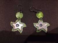 brincos em prata estrelas verdes (com portes incluídos)