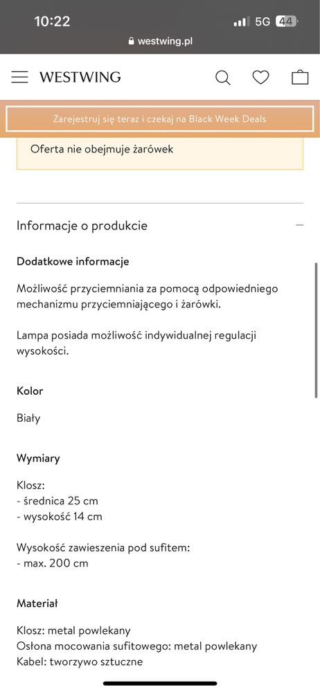Lampa wisząca Delia Westwing NOWA