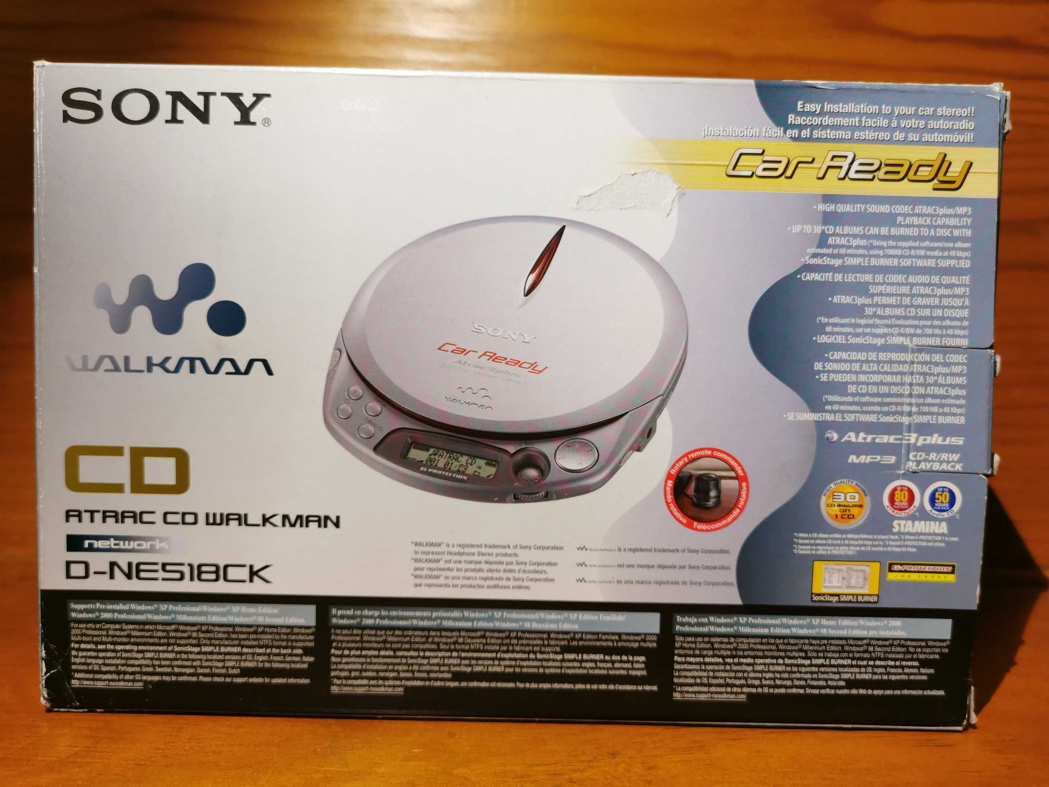 Leitor de CDs SONY Walkman D-NE518CK MP3 Walkman c/ kit para carro