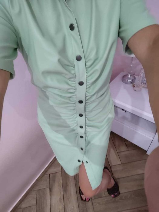 Noisy May sukienka skórzana pistacja s m l