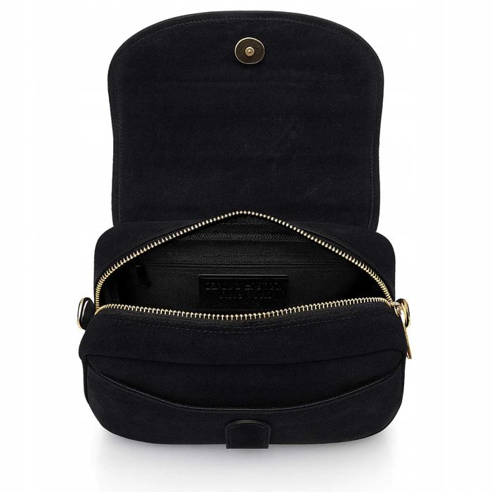 LAURA BIAGGI Torebka Damska Listonoszka Zamsz Naturalny Brązowa Pasek