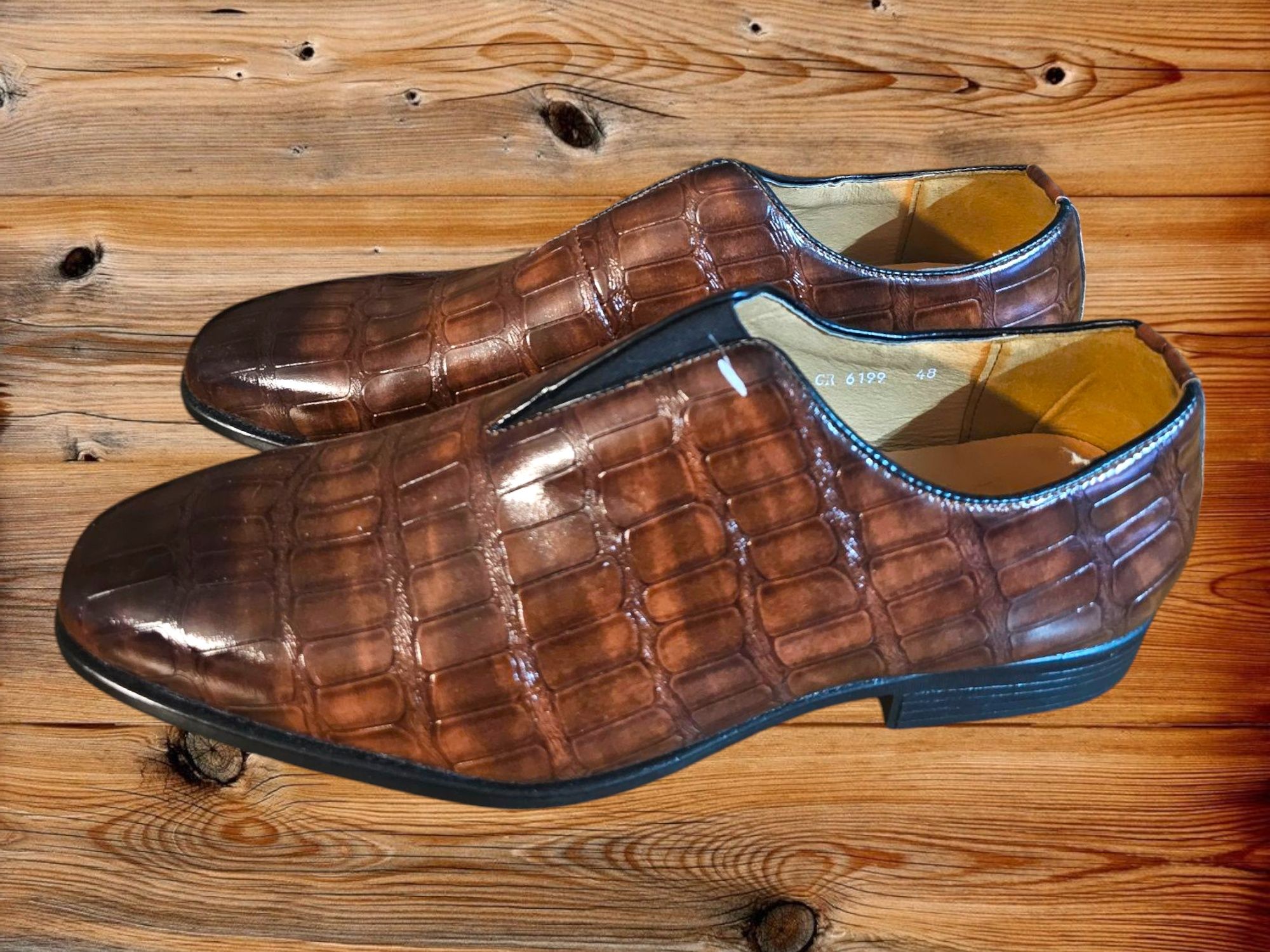 Męskie Mokasyny buty eleganckie lakierowane cudo r.48