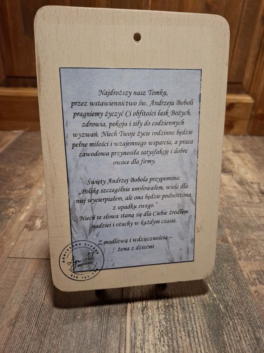 Obrazek na drewnie ręcznie zdobiony