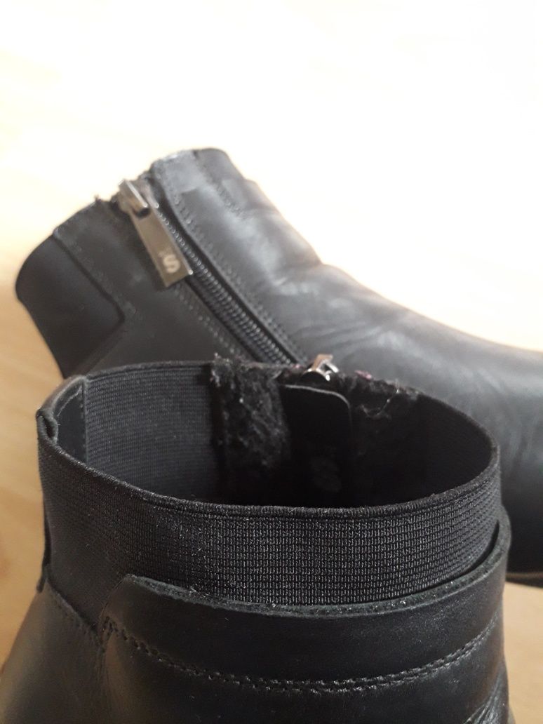 Kozaki botki czarne skór a na słupku 7 cm
