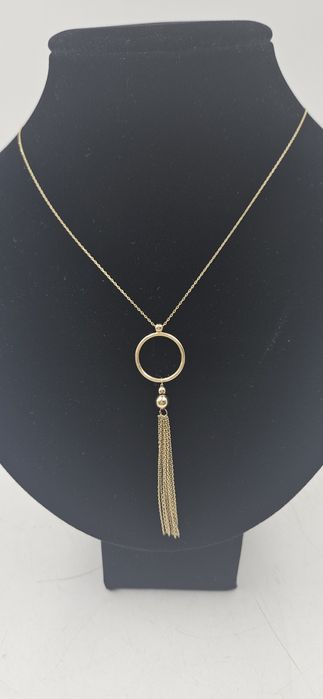 Złoty naszyjnik z ozdobnym kołem i frędzlem 585 GOLD MONEY