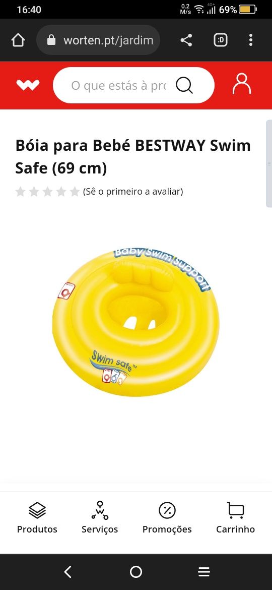 Bóia para Bebé BESTWAY Swim Safe (69 cm) usada uma vez 

Tem três câma