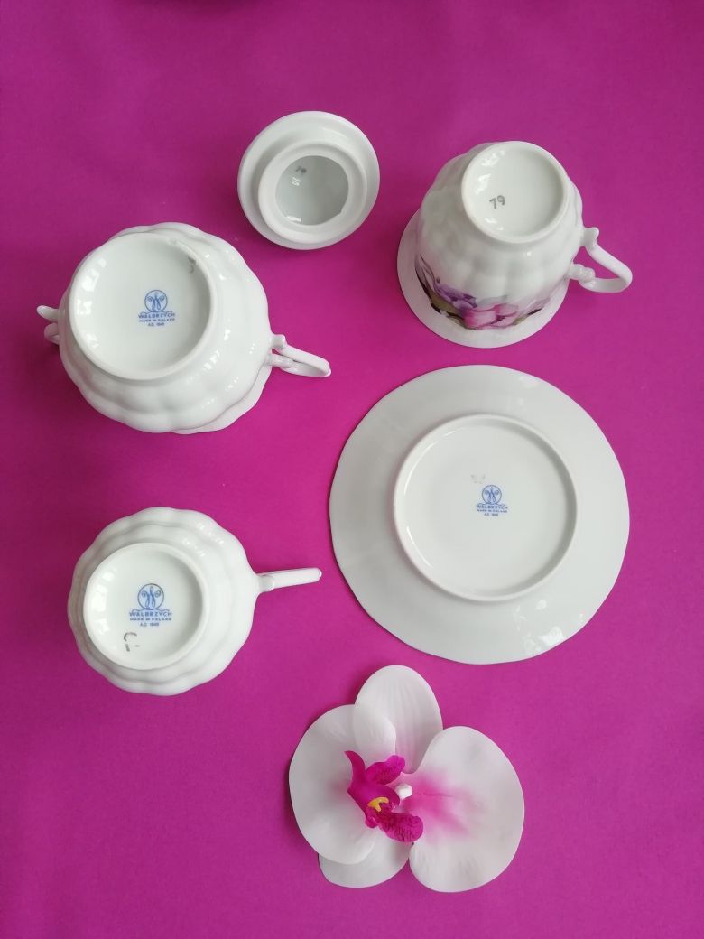 Zestaw do kawy 6 filiżanek - porcelana Wałbrzych