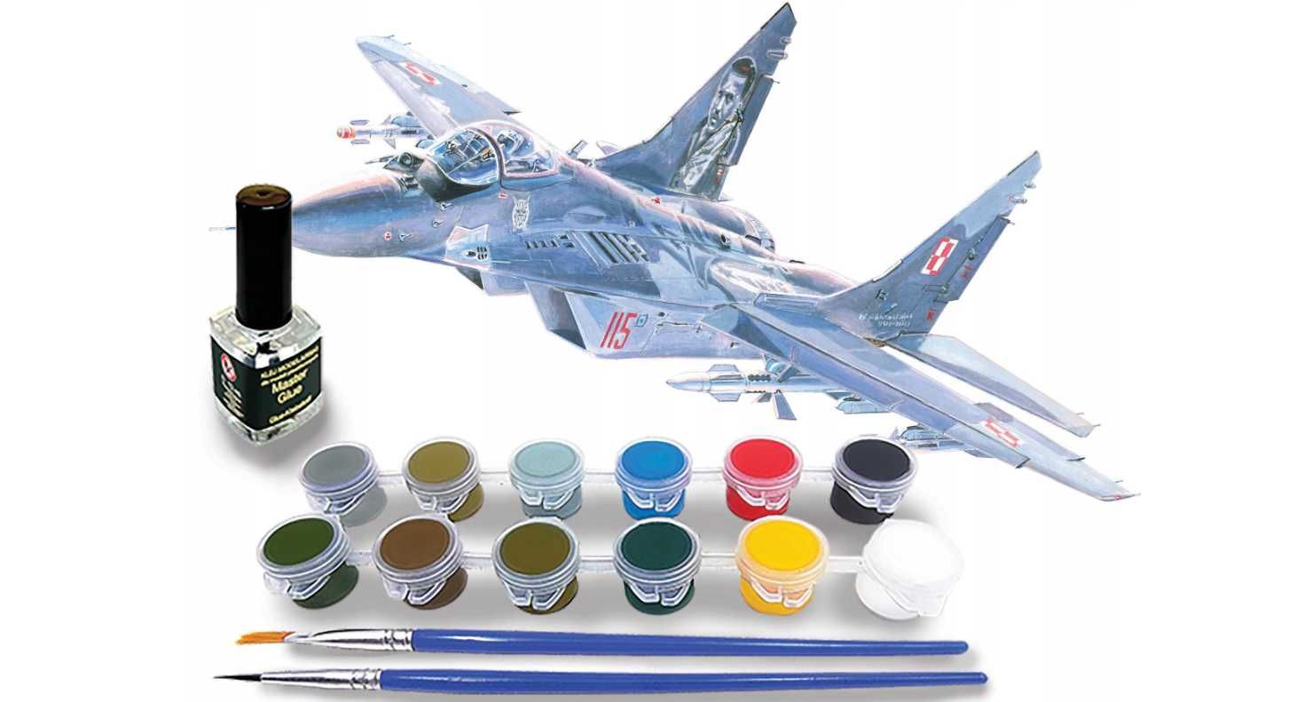 Model MIG-29M do sklejenia + farby + klej, idealny zestaw Modelarstwo