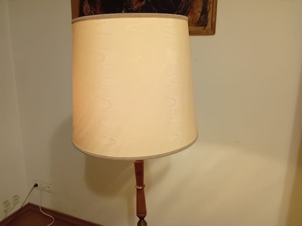 Stara drewniana lampa stojąca prl wys. 157cm