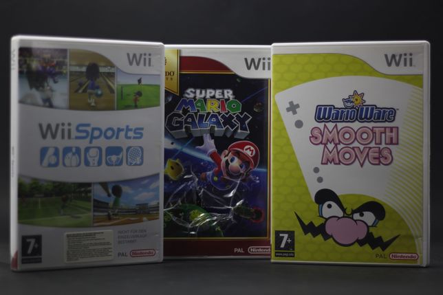 3 Jogos Wii (Super Mario Galaxy + Wii Sports + Wario Ware)