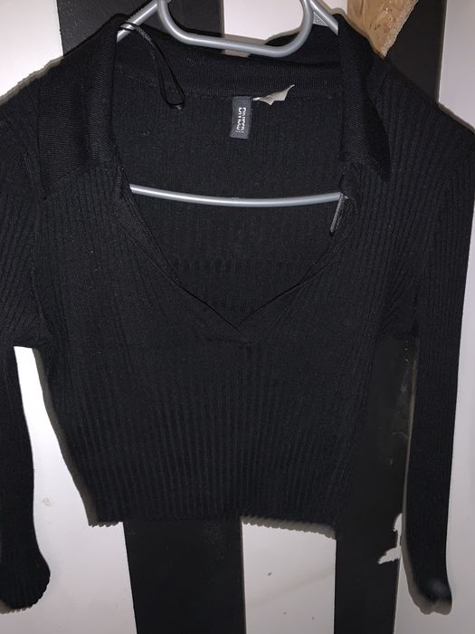 Crop top długi rękaw Long sleeve z kołnierzykiem