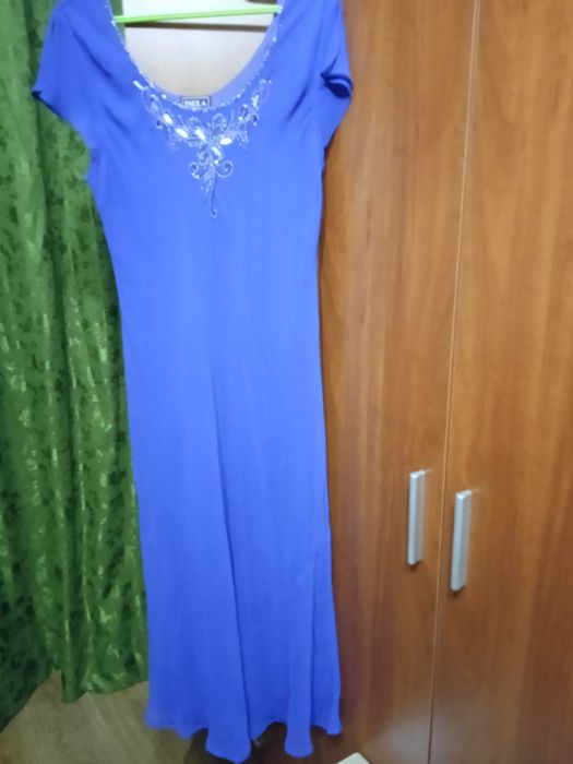 Платье -стреч шифоновый цвет электрик нарядный и повседневный