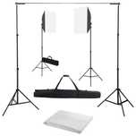 Vidaxl Fotograficzny Zestaw Studyjny Z Lampami Softbox I Tłem