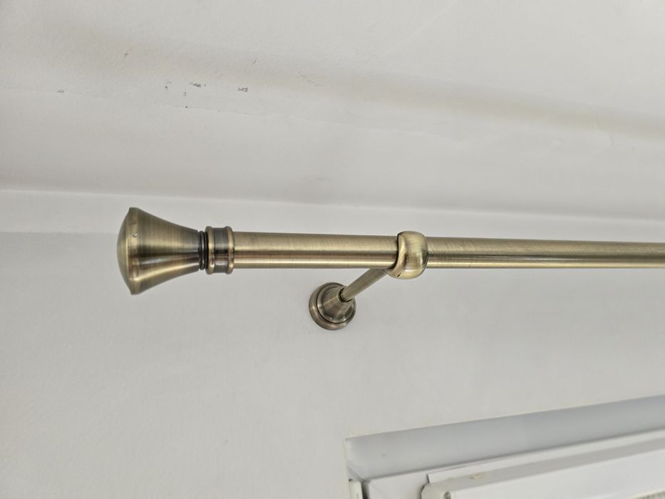 Karnisz metalowy,pojedynczy 19mm,antyk mosiądz,Zestaw, żabki