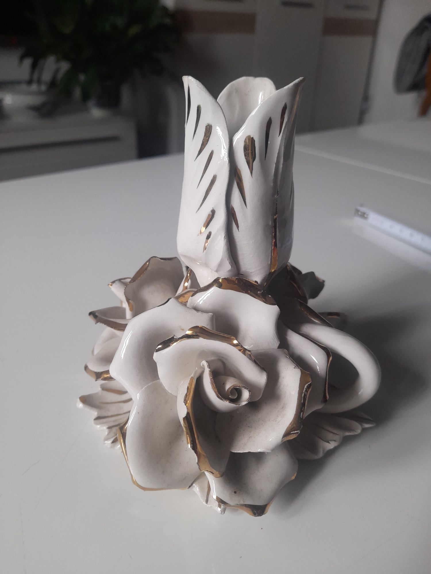 porcelanowy kaganek świecznik ręcznie robiony