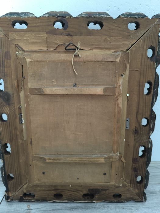 Piękna stara oryginalna XIX wieczna ikona Matki boskiej częstochowskie