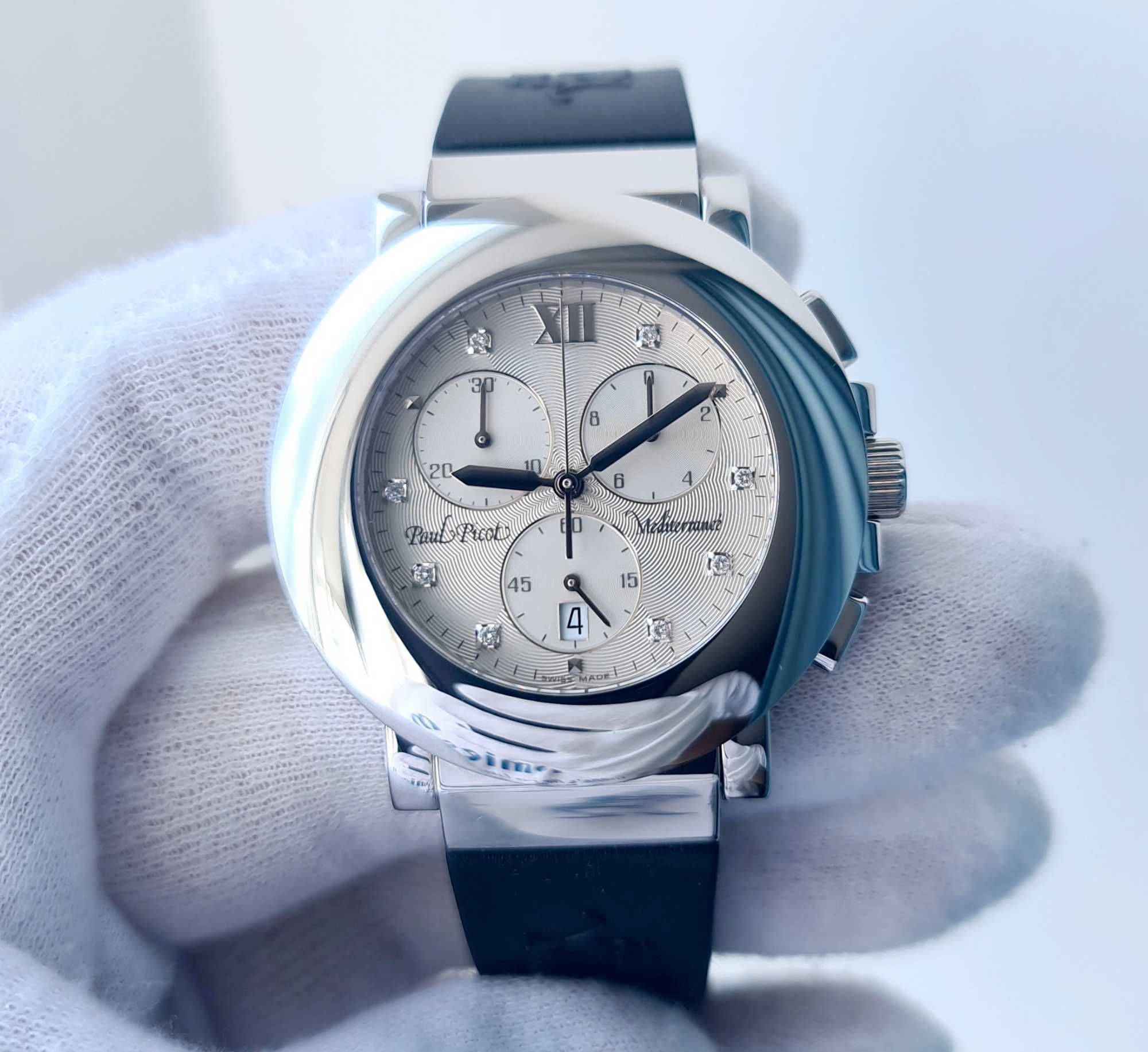 Жіночий годинник Paul Picot Mediterranee White Chronograph Diamonds