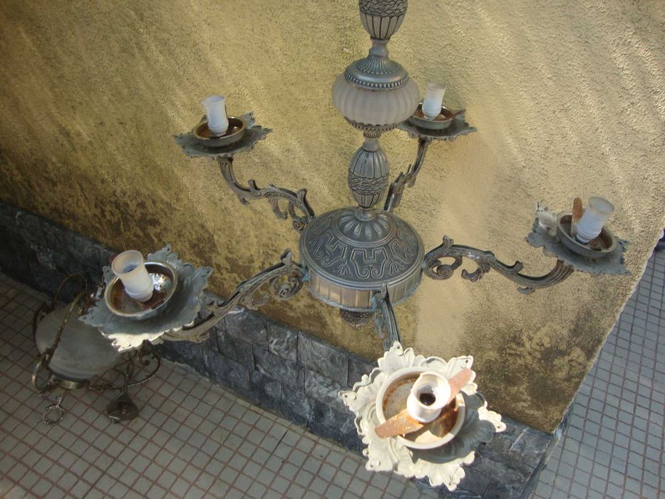 Candeeiro de tecto usado em latão, com 5 braços, E14 lustre