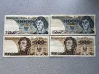 Banknoty 2 x 500 zl 1982r. Kościuszko 2 x 1000 zł 1982r. Kopernik PRL