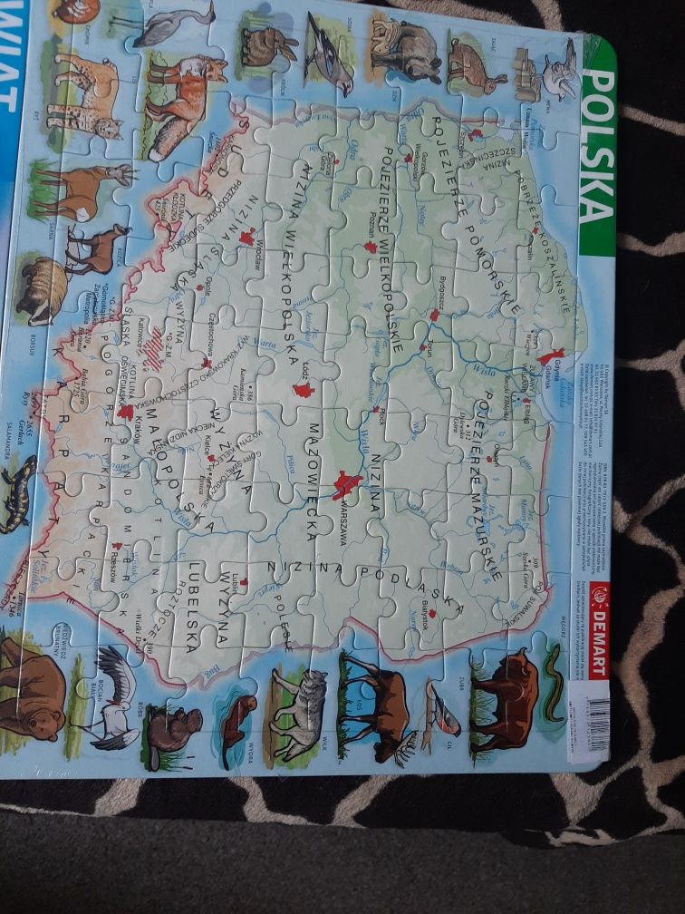 Puzzle mapa świata Europy Polski zestaw 3szt