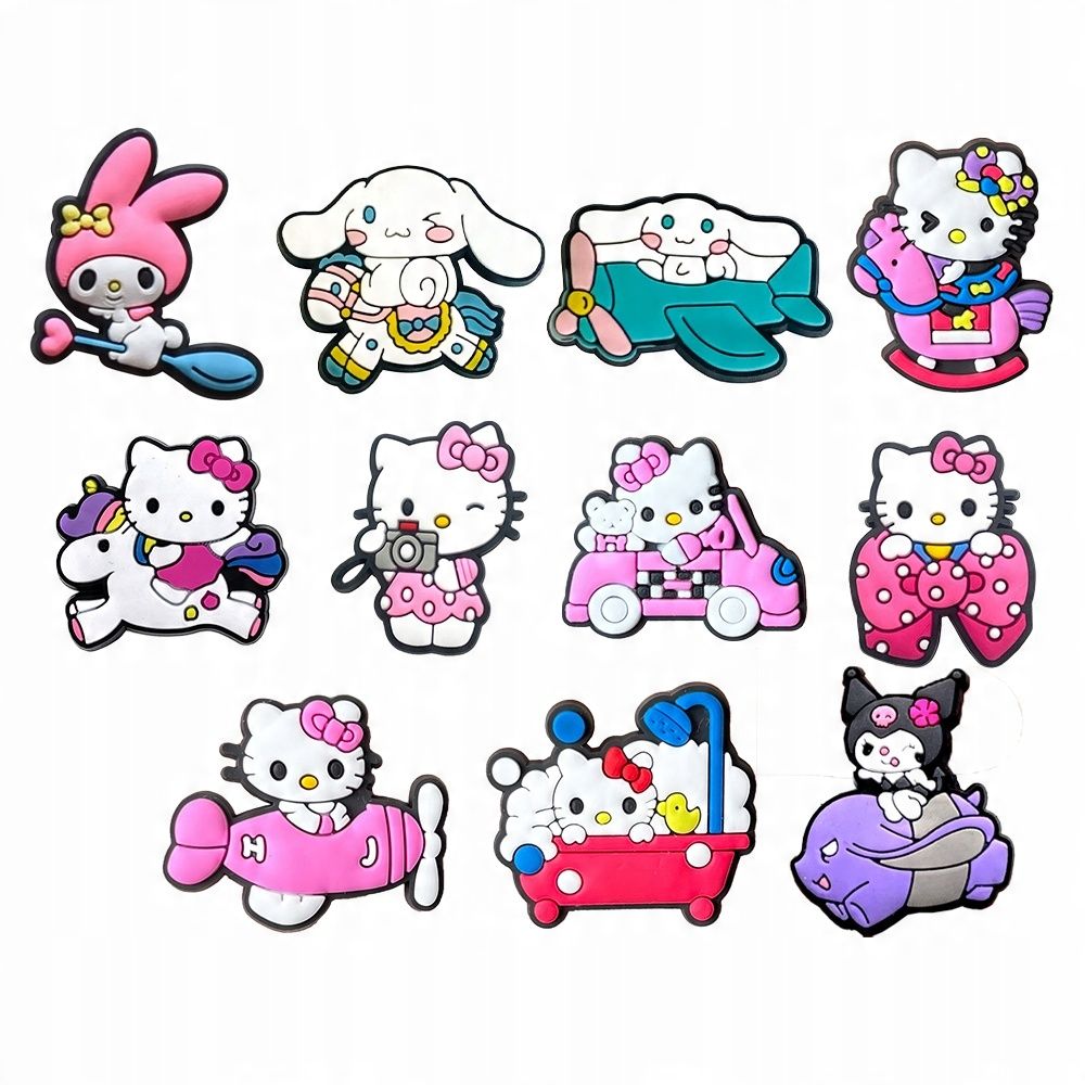 Przypinki do Crocs HELLO KITTY do butów telefonu torby zestaw 11 szt