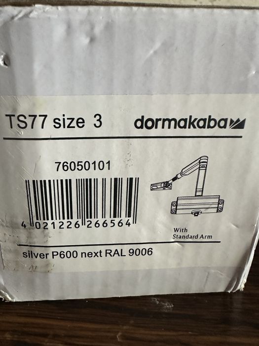 Samozamykacz drzwi ramieniowy Dorma Kaba TS77 rozmiar 3, srebrny