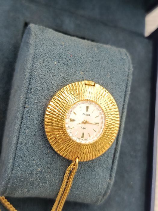 Zegarek czajka wisiorek mechaniczny pozłacany au