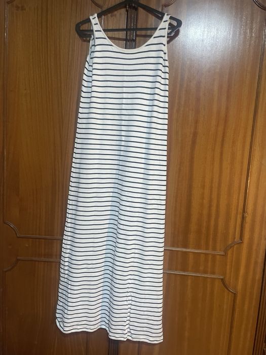 Vestido malha branco e azul