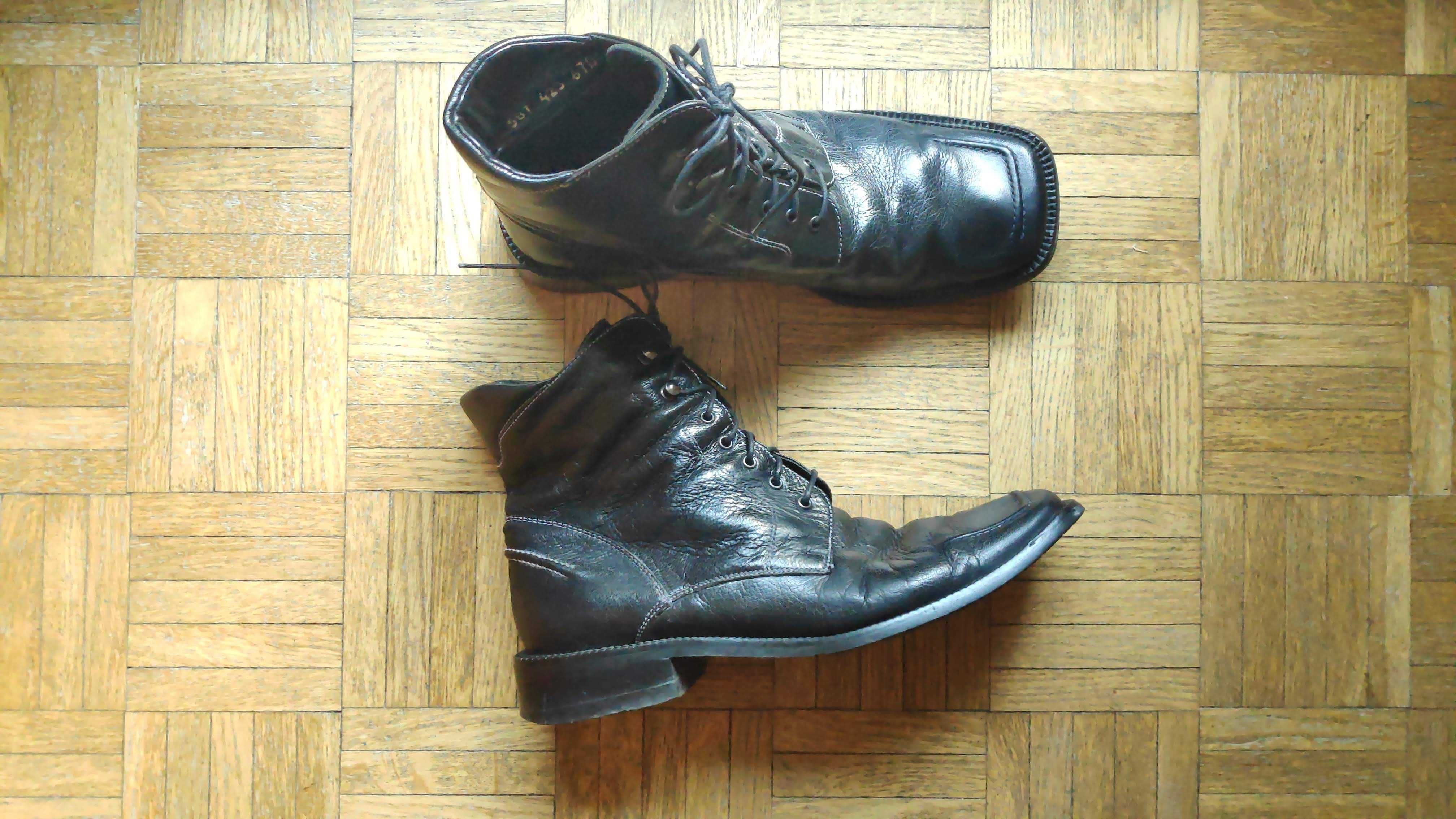 Czarne skórzane buty zimowe Gino Rossi, rozmiar 39