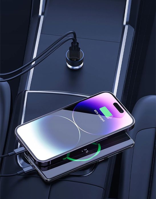 Super Szybka Ładowarka Samochodowa Led Usb-C Typ C I Usb Qc3.0 50W