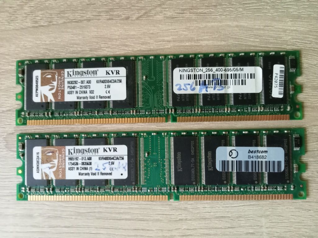 Pamięć RAM DDR Kingston 2 x 256 MB PC 3200