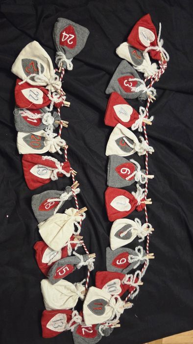 Materiałowy kalendarz adwentowy woreczki