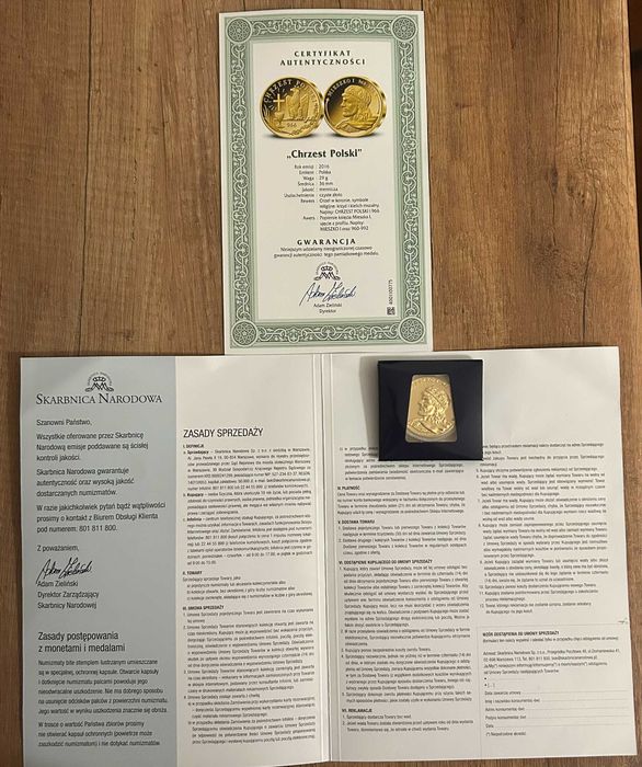 Pozłacana moneta "Chrzest Polski" 2016