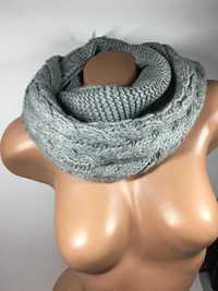 Серый шарф с косами для женщин вязаный шапка шарф снуд акрил новый