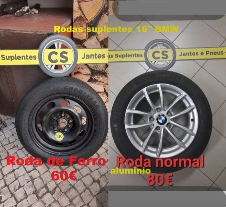 Roda suplente 16 5x120 BMW jante de ferro ou Alumínio, pneu 205/55R16