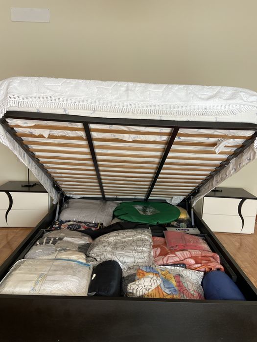 Quarto completo madeira maciça c/ cama elevatória e colchão