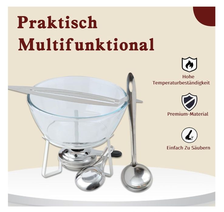 Zestaw do robienia ponczu grzańca 2,7l misa, szczypce, chochla, palnik