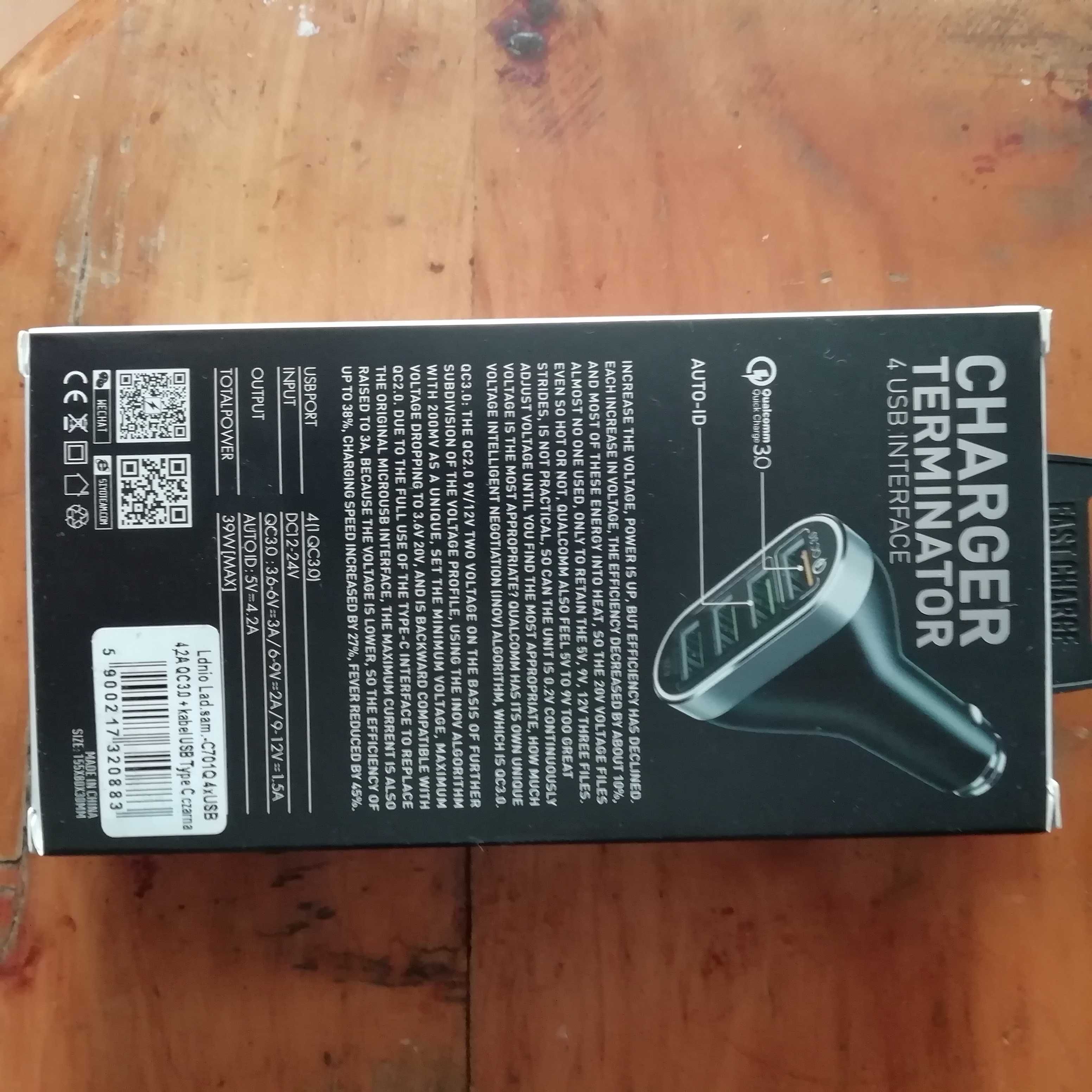 Ładowarka Samochodowa LDNIO 3.0 39W 4in1 12V24VKabelUSB TypC 4.2A Nowa