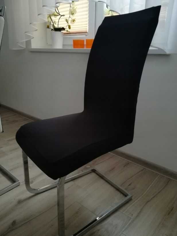 Pokrowce na krzesła czarne elastyczne uniwersalne 4 sztuki