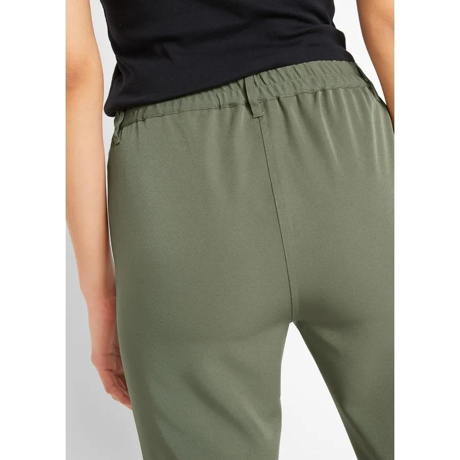 bonprix khaki spodnie narciarki z gumami zapiętki rurki 42-44
