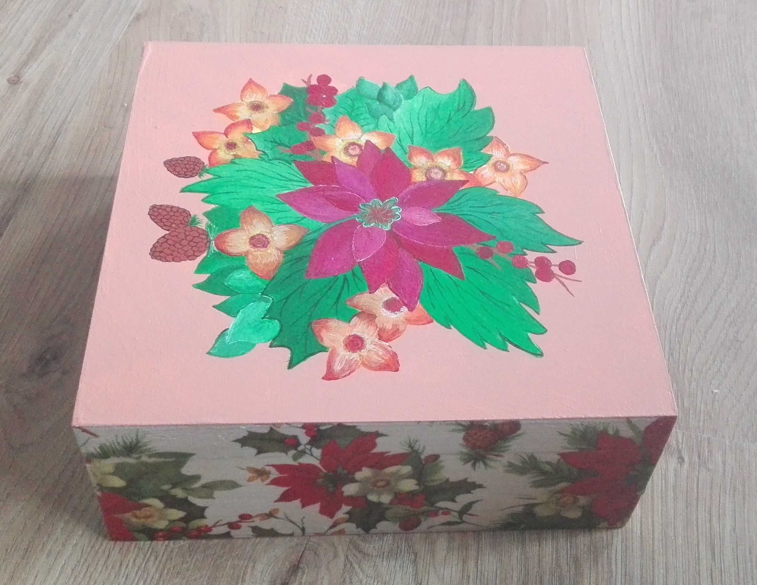 handmade malowana skrzyneczka skrzynka pudełko drewniane